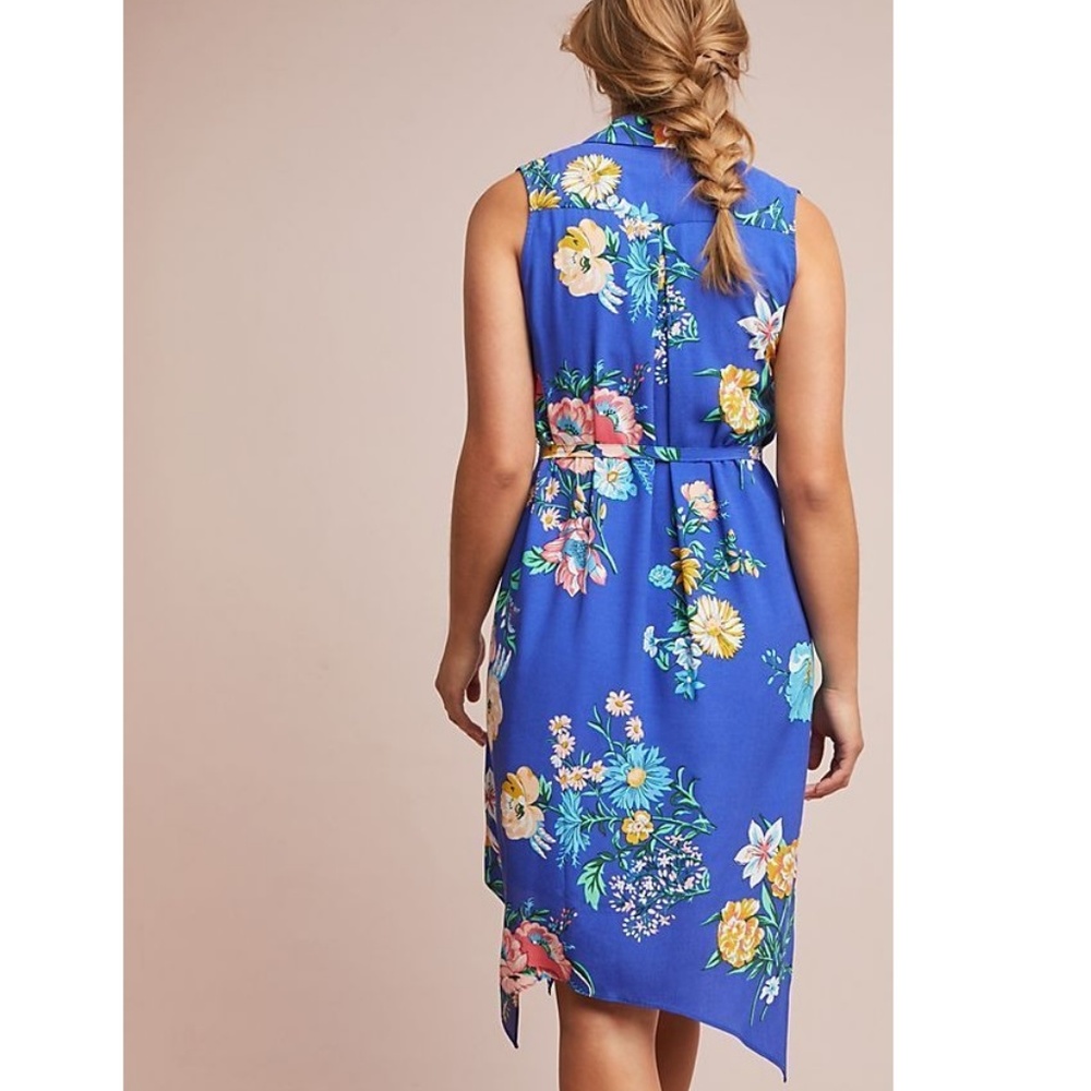 Anthropologie Blue Floral Midi Dress - Picture 2 of 11